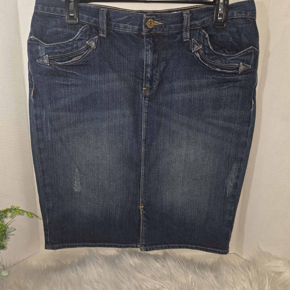 Y2K VTG Ralph Lauren Polo Jeans Co. Dark Blue Denim Skirt, Size 10
